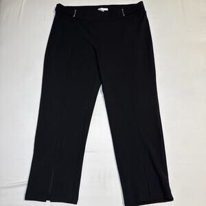 Daily Thread Sz 1X Black Stretch Straight Leg Split Front Hem Pull On Pants NWOT